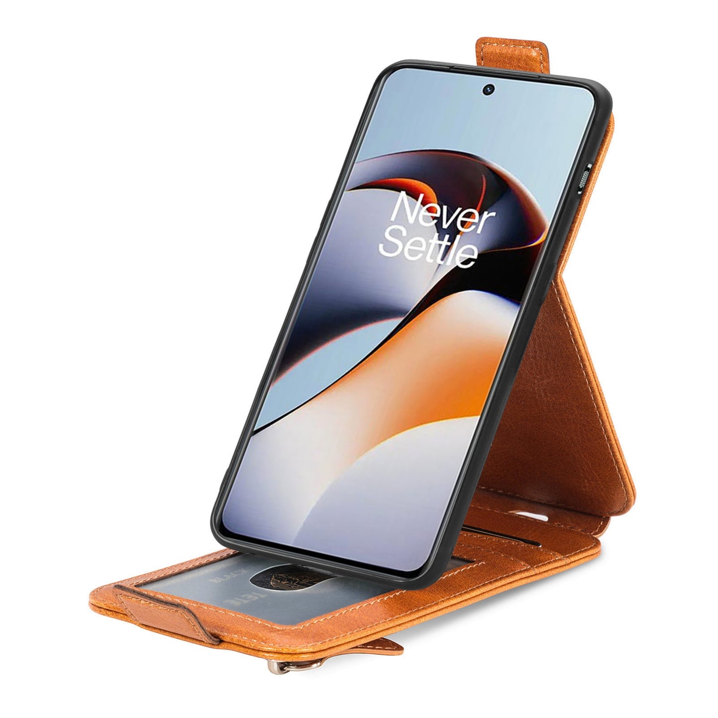 OnePlus Ace 2 Zipper Wallet Case - Vertical Flip Leather Phone Cover with Multiple Card Slots and Stand