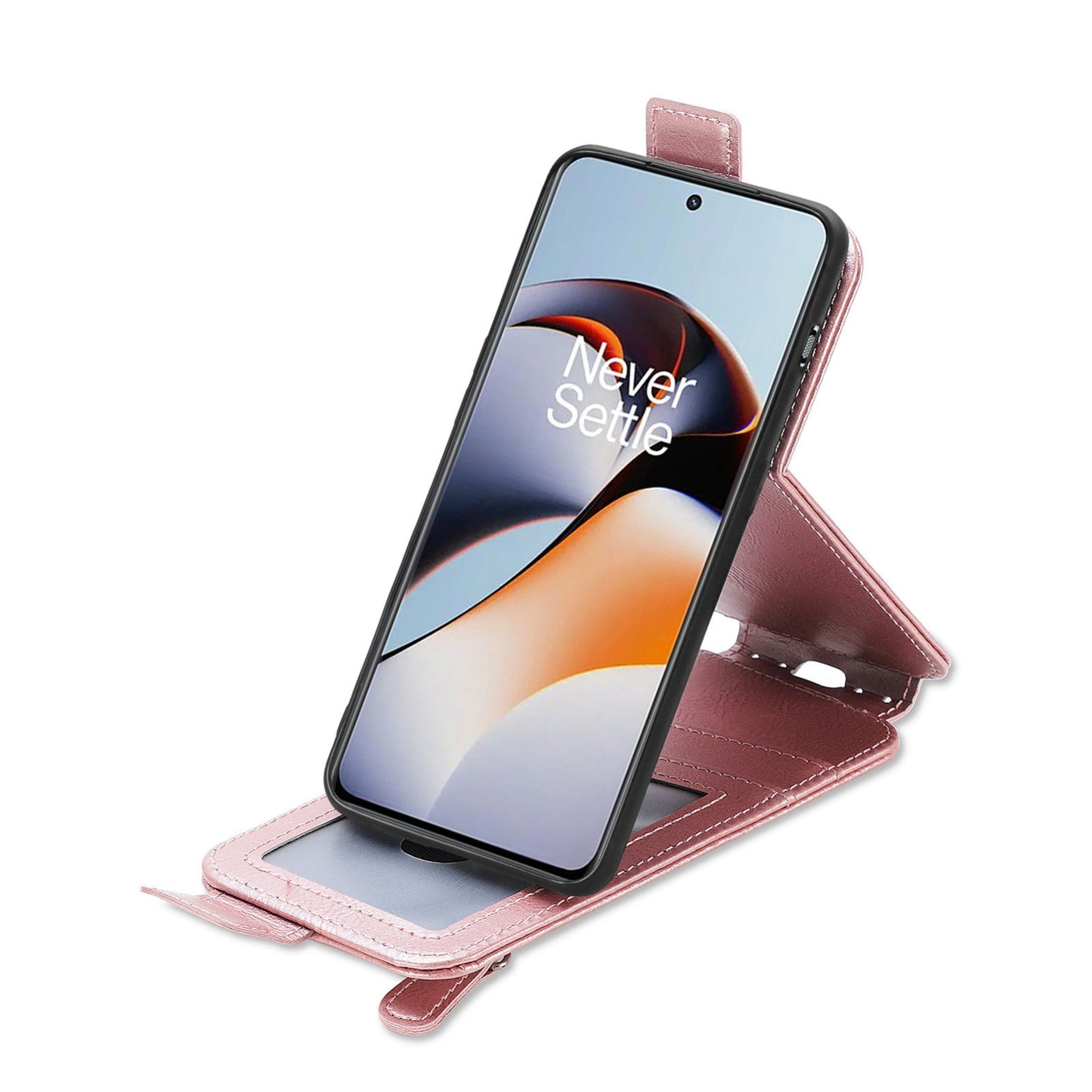 OnePlus Ace 2 Zipper Wallet Case - Vertical Flip Leather Phone Cover with Multiple Card Slots and Stand