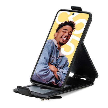 Realme C55 Zipper Wallet Case - Vertical Flip Leather Phone Cover with Multiple Card Slots and Stand