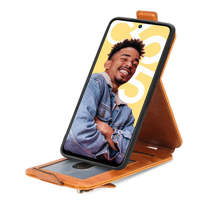 Realme C55 Zipper Wallet Case - Vertical Flip Leather Phone Cover with Multiple Card Slots and Stand