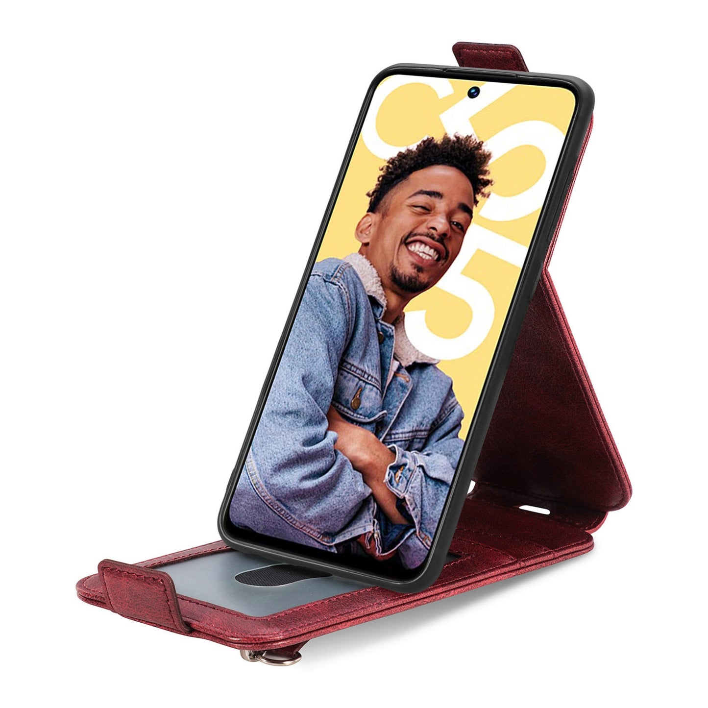 Realme C55 Zipper Wallet Case - Vertical Flip Leather Phone Cover with Multiple Card Slots and Stand