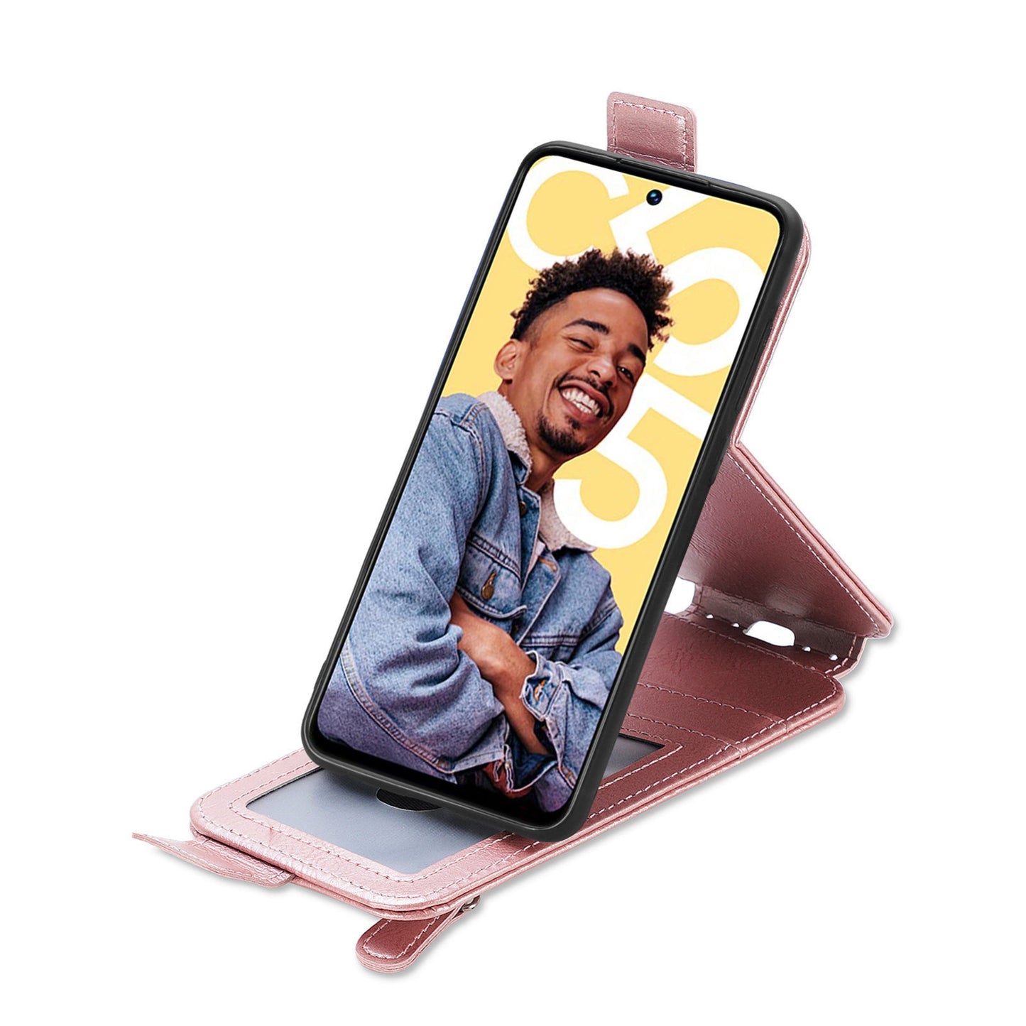 Realme C55 Zipper Wallet Case - Vertical Flip Leather Phone Cover with Multiple Card Slots and Stand