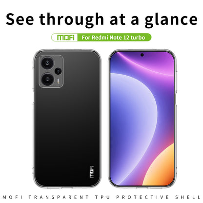Xiaomi Redmi Note 12 Turbo Clear TPU Case - Ultra-Thin, Shockproof, Anti-Yellowing Transparent Soft Protective Cover with Precise Cutouts, Scratch Resistance & Lightweight Design