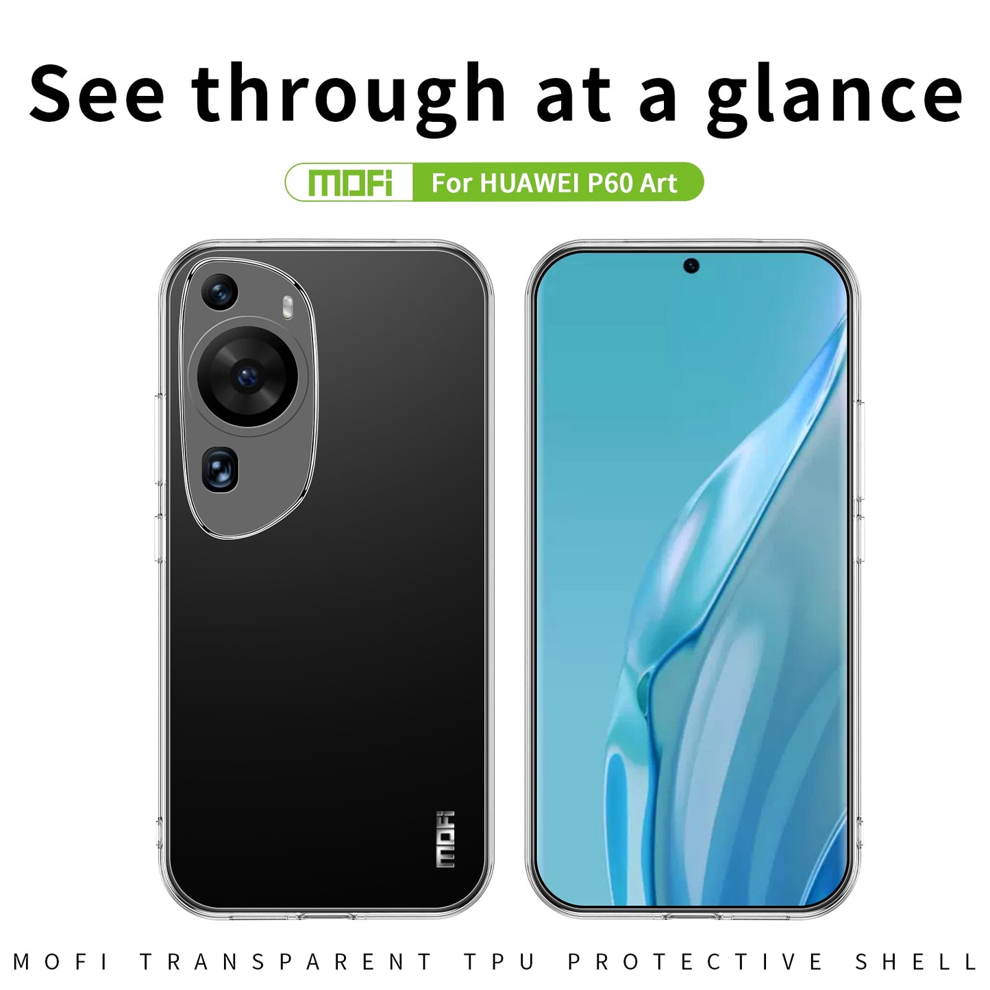 Huawei P60 Art Clear TPU Case - Ultra-Thin, Shockproof, Anti-Yellowing Transparent Soft Protective Cover with Precise Cutouts, Scratch Resistance & Lightweight Design