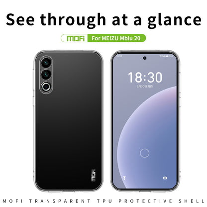 Meizu 20 Clear TPU Case - Ultra-Thin, Shockproof, Anti-Yellowing Transparent Soft Protective Cover with Precise Cutouts, Scratch Resistance & Lightweight Design