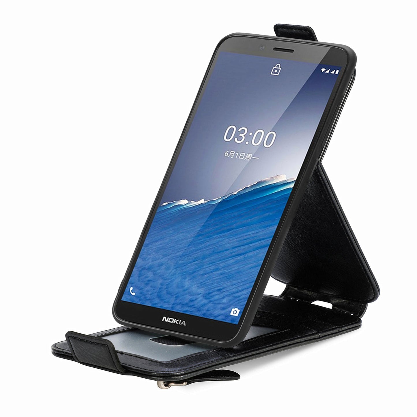 Nokia C3 Zipper Wallet Case - Vertical Flip Leather Phone Cover with Multiple Card Slots and Stand