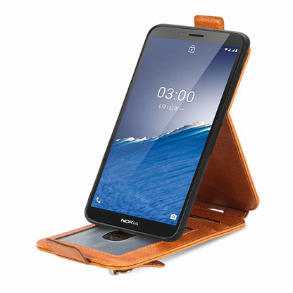 Nokia C3 Zipper Wallet Case - Vertical Flip Leather Phone Cover with Multiple Card Slots and Stand