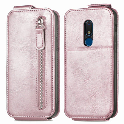 Nokia C3 Zipper Wallet Case - Vertical Flip Leather Phone Cover with Multiple Card Slots and Stand