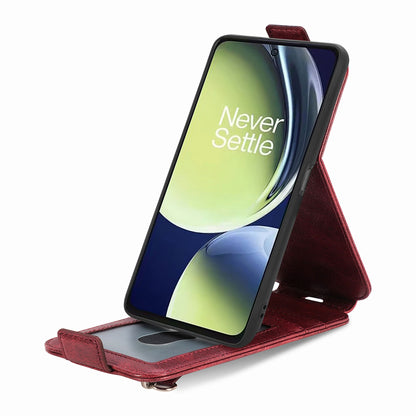 OnePlus Nord CE 3 Lite Zipper Wallet Case - Vertical Flip Leather Phone Cover with Multiple Card Slots and Stand