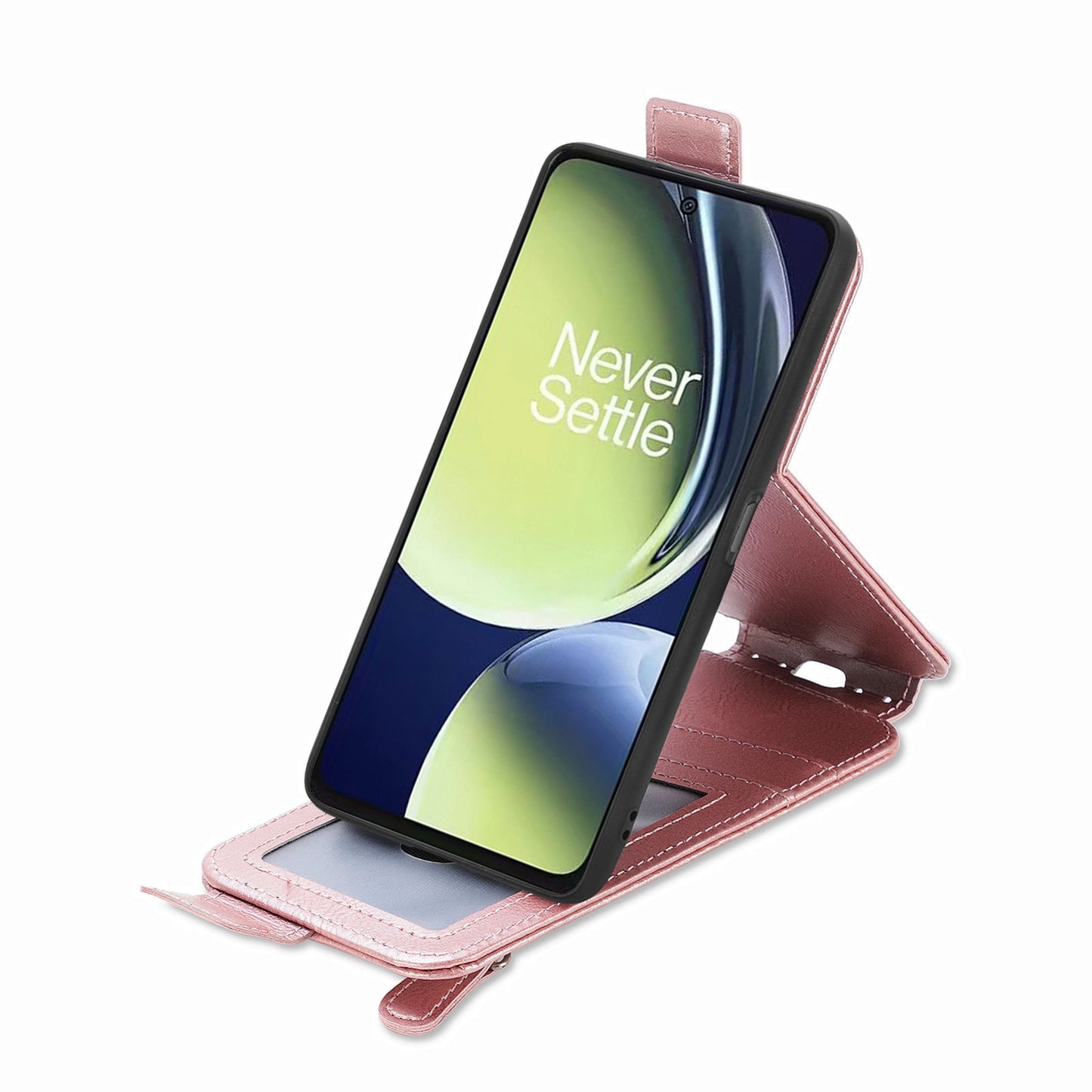 OnePlus Nord CE 3 Lite Zipper Wallet Case - Vertical Flip Leather Phone Cover with Multiple Card Slots and Stand