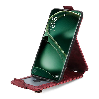 OPPO FInd X6 Zipper Wallet Case - Vertical Flip Leather Phone Cover with Multiple Card Slots and Stand