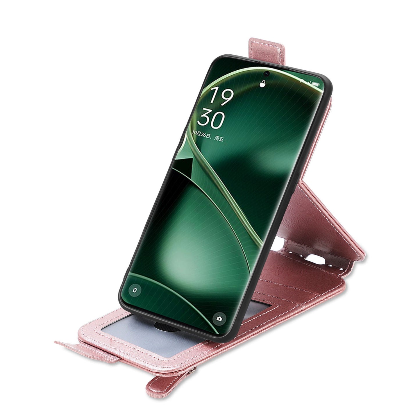 OPPO FInd X6 Zipper Wallet Case - Vertical Flip Leather Phone Cover with Multiple Card Slots and Stand
