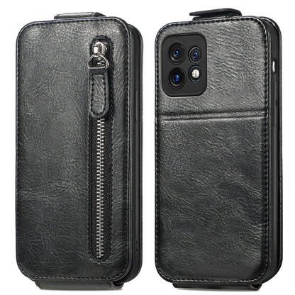 Motorola Moto X40 Zipper Wallet Case - Vertical Flip Leather Phone Cover with Multiple Card Slots and Stand