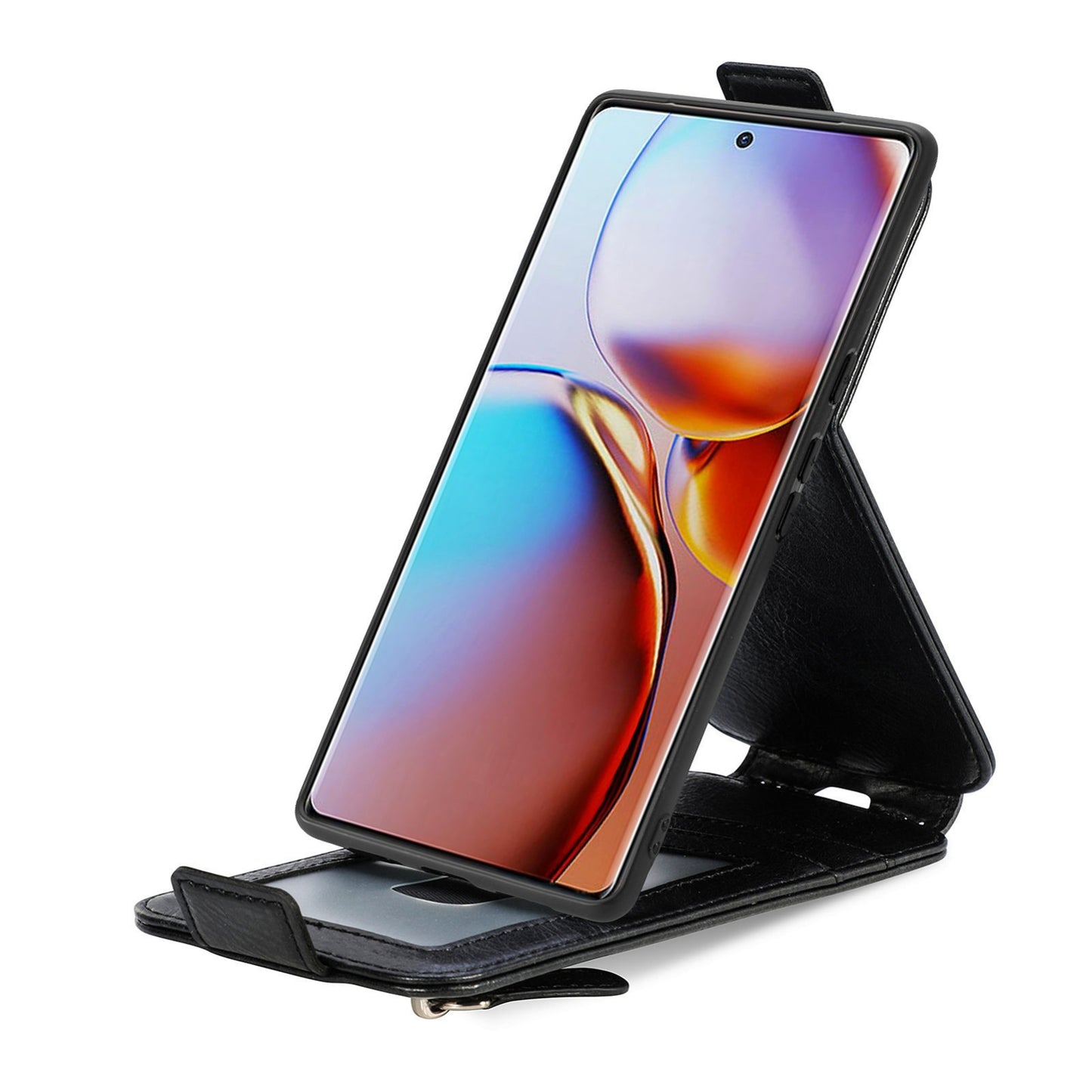 Motorola Moto X40 Zipper Wallet Case - Vertical Flip Leather Phone Cover with Multiple Card Slots and Stand