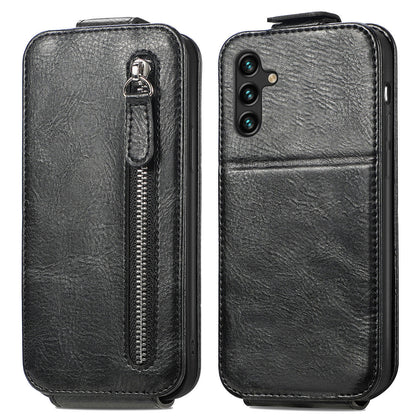 Samsung Galaxy A24 4G Zipper Wallet Case - Vertical Flip Leather Phone Cover with Multiple Card Slots and Stand
