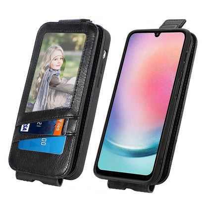 Samsung Galaxy A24 4G Zipper Wallet Case - Vertical Flip Leather Phone Cover with Multiple Card Slots and Stand