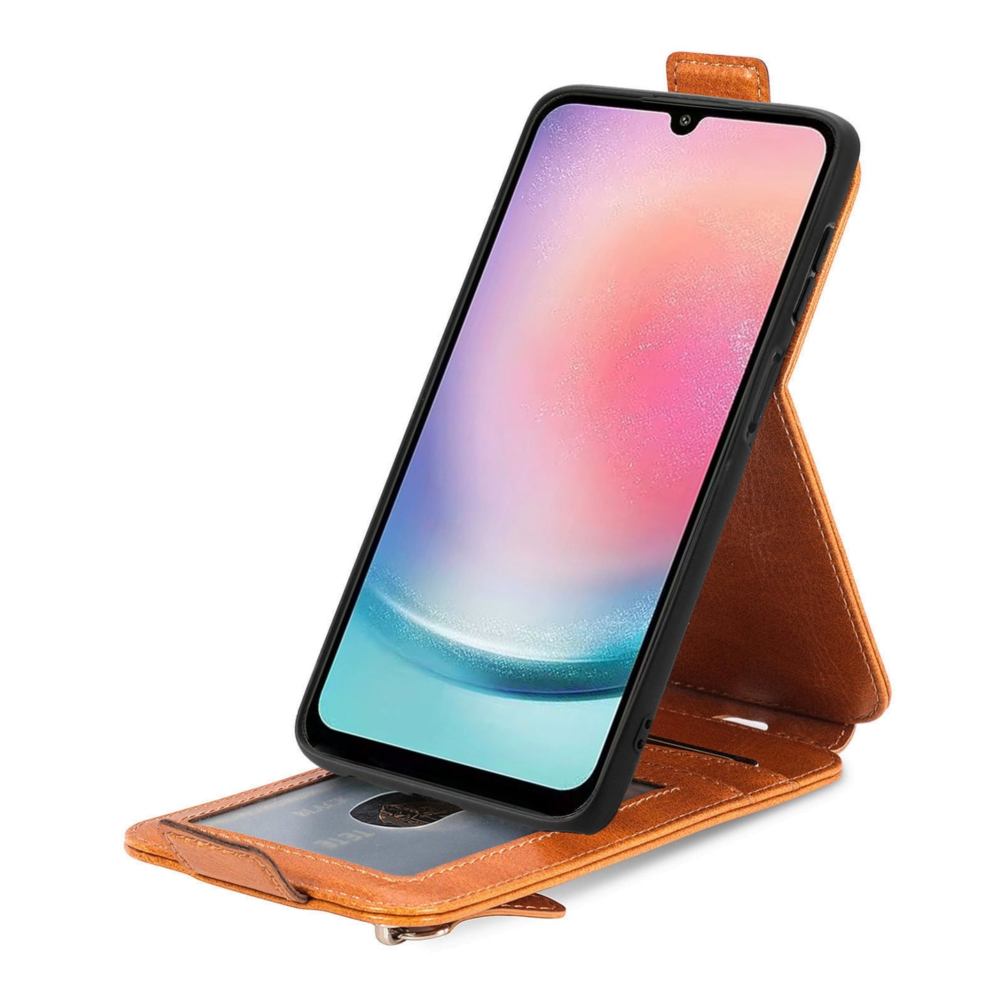 Samsung Galaxy A24 4G Zipper Wallet Case - Vertical Flip Leather Phone Cover with Multiple Card Slots and Stand