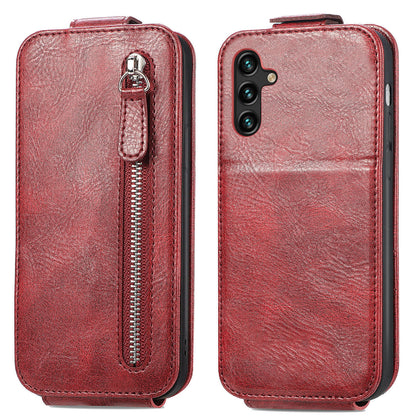 Samsung Galaxy A24 4G Zipper Wallet Case - Vertical Flip Leather Phone Cover with Multiple Card Slots and Stand