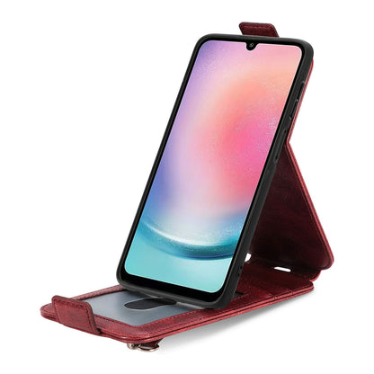 Samsung Galaxy A24 4G Zipper Wallet Case - Vertical Flip Leather Phone Cover with Multiple Card Slots and Stand