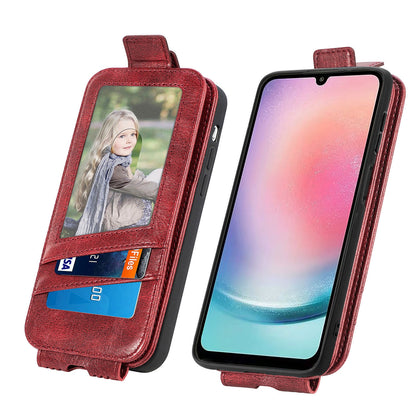 Samsung Galaxy A24 4G Zipper Wallet Case - Vertical Flip Leather Phone Cover with Multiple Card Slots and Stand