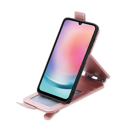 Samsung Galaxy A24 4G Zipper Wallet Case - Vertical Flip Leather Phone Cover with Multiple Card Slots and Stand