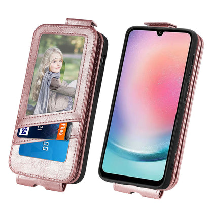 Samsung Galaxy A24 4G Zipper Wallet Case - Vertical Flip Leather Phone Cover with Multiple Card Slots and Stand