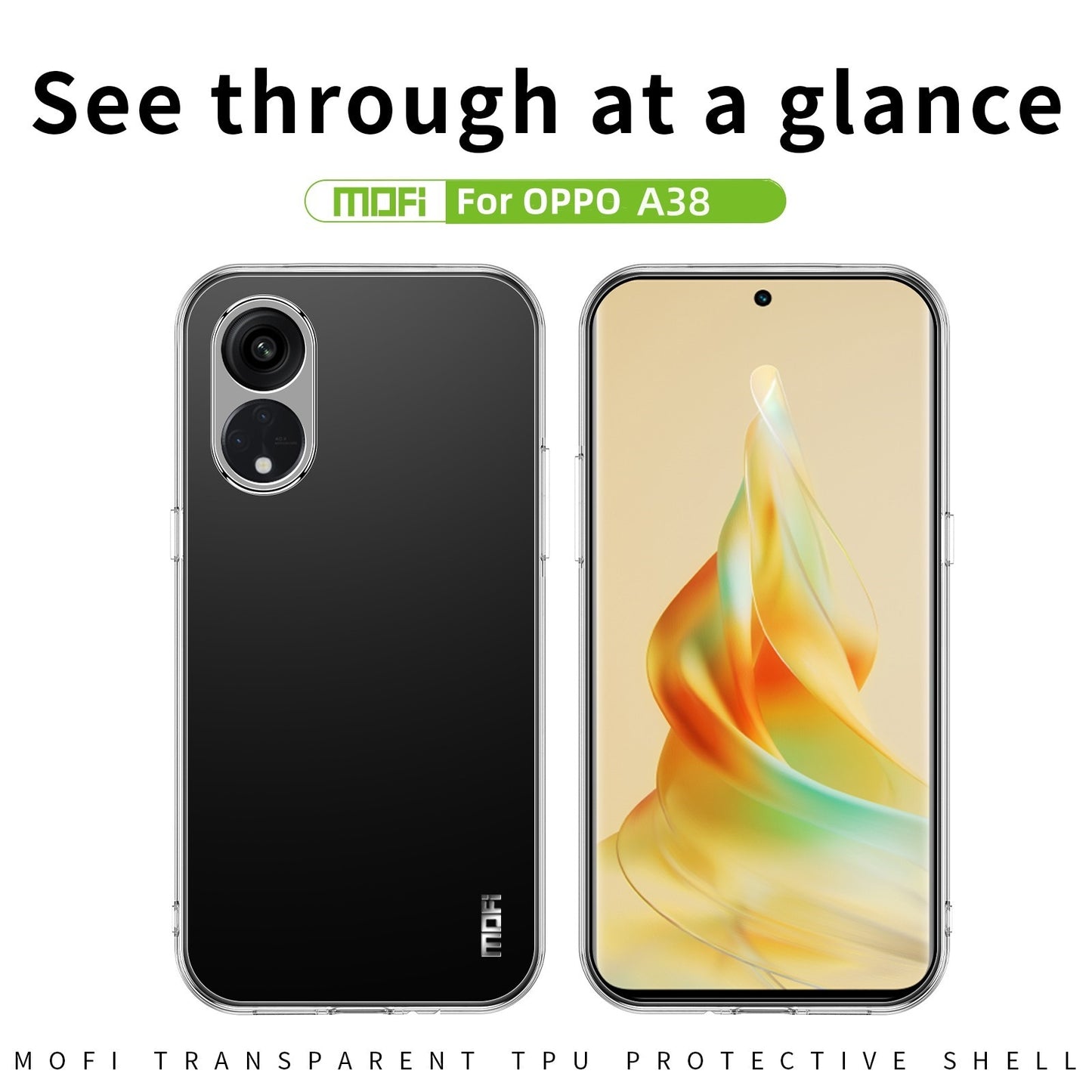 OPPO A38 Clear TPU Case - Ultra-Thin, Shockproof, Anti-Yellowing Transparent Soft Protective Cover with Precise Cutouts, Scratch Resistance & Lightweight Design