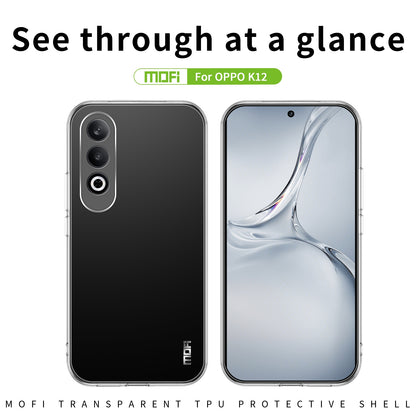 OPPO K12 Clear TPU Case - Ultra-Thin, Shockproof, Anti-Yellowing Transparent Soft Protective Cover with Precise Cutouts, Scratch Resistance & Lightweight Design