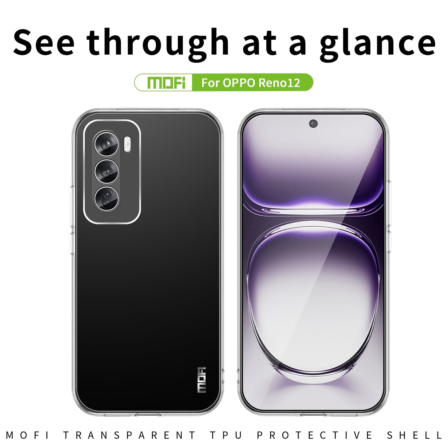 OPPO Reno12 Global Clear TPU Case - Ultra-Thin, Shockproof, Anti-Yellowing Transparent Soft Protective Cover with Precise Cutouts, Scratch Resistance & Lightweight Design