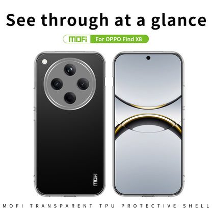 OPPO Find X8 Clear TPU Case - Ultra-Thin, Shockproof, Anti-Yellowing Transparent Soft Protective Cover with Precise Cutouts, Scratch Resistance & Lightweight Design