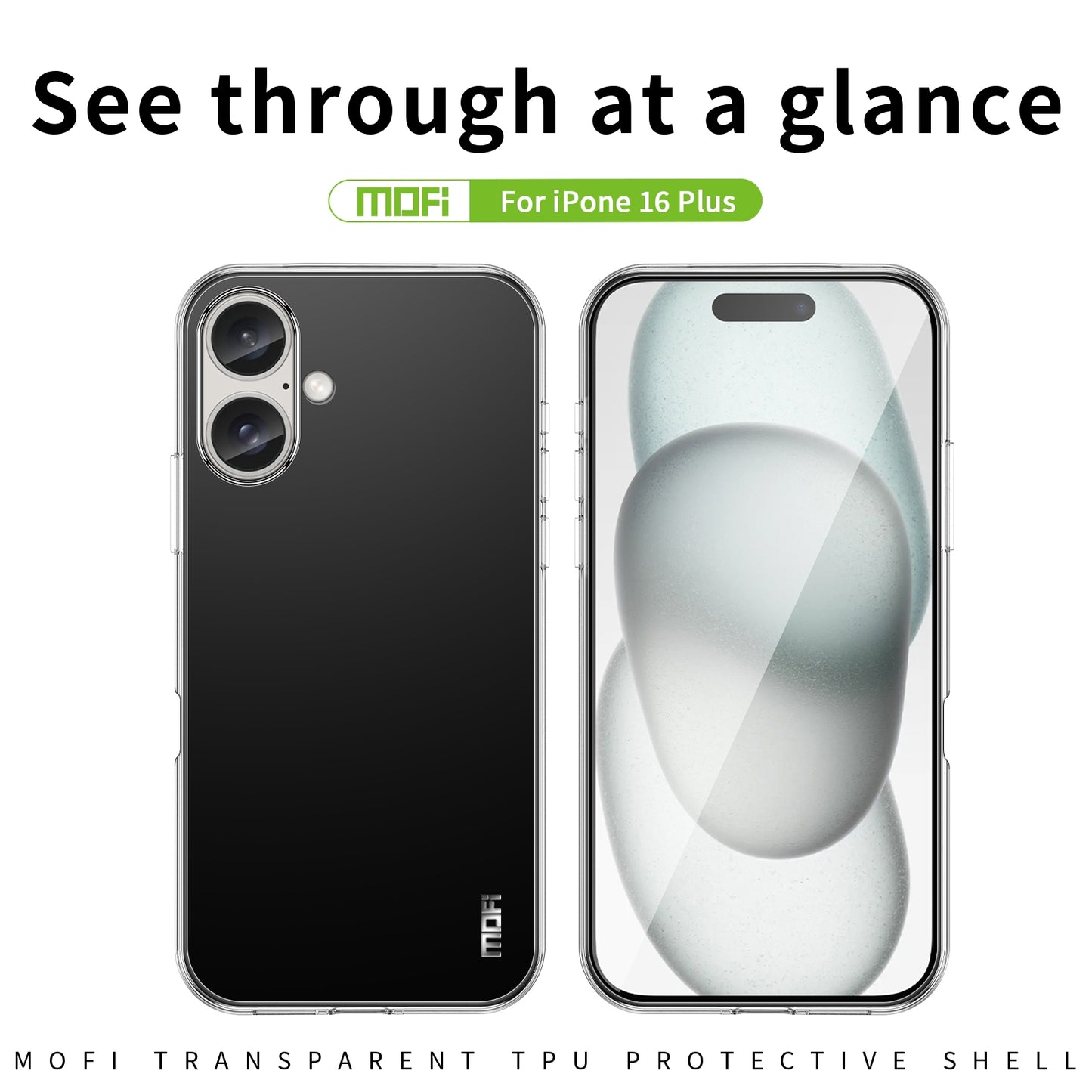 iPhone 16 Plus Clear TPU Case - Ultra-Thin, Shockproof, Anti-Yellowing Transparent Soft Protective Cover with Precise Cutouts, Scratch Resistance & Lightweight Design