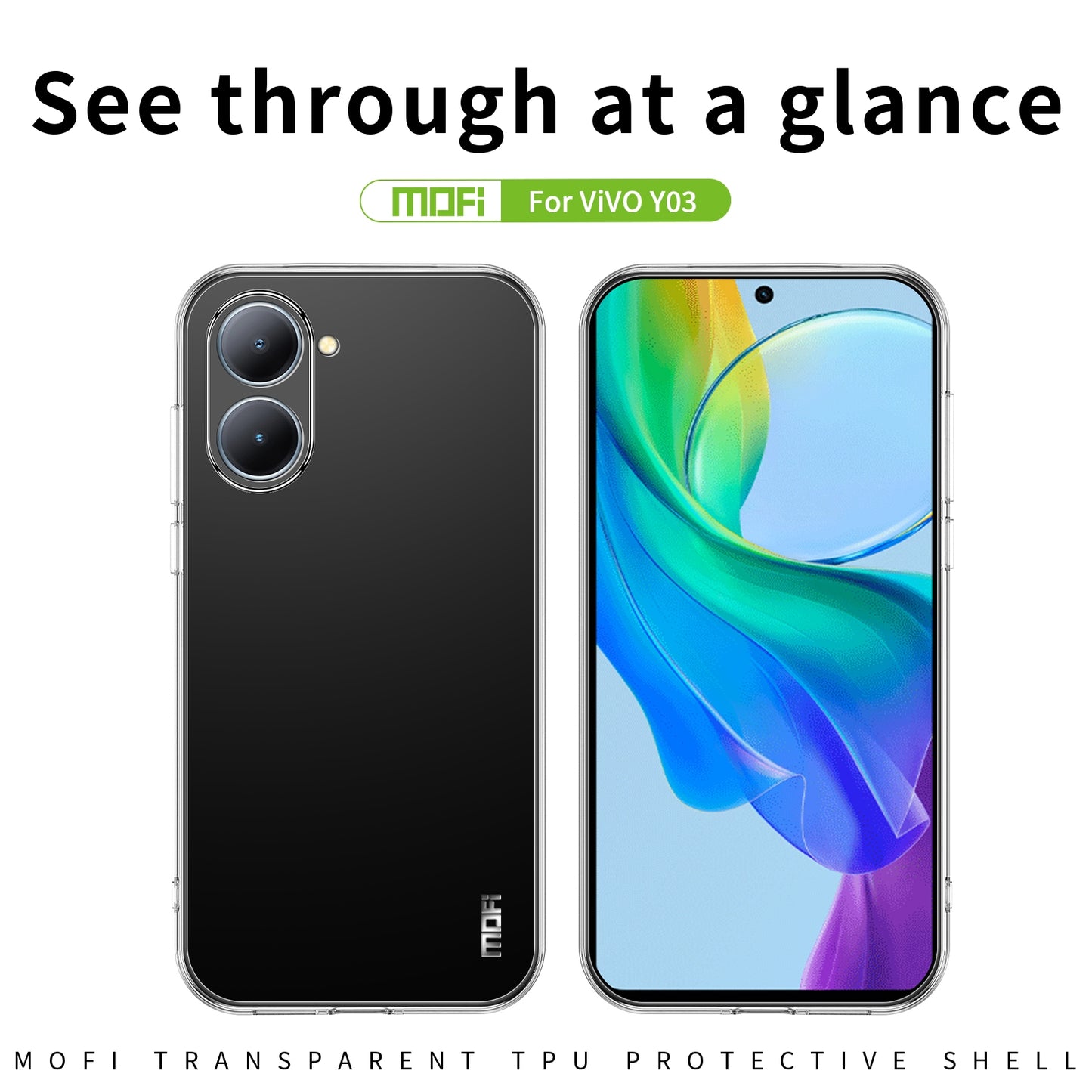 vivo Y03 Clear TPU Case - Ultra-Thin, Shockproof, Anti-Yellowing Transparent Soft Protective Cover with Precise Cutouts, Scratch Resistance & Lightweight Design