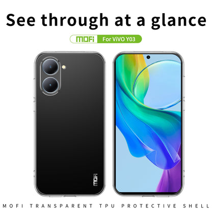 vivo Y03 Clear TPU Case - Ultra-Thin, Shockproof, Anti-Yellowing Transparent Soft Protective Cover with Precise Cutouts, Scratch Resistance & Lightweight Design