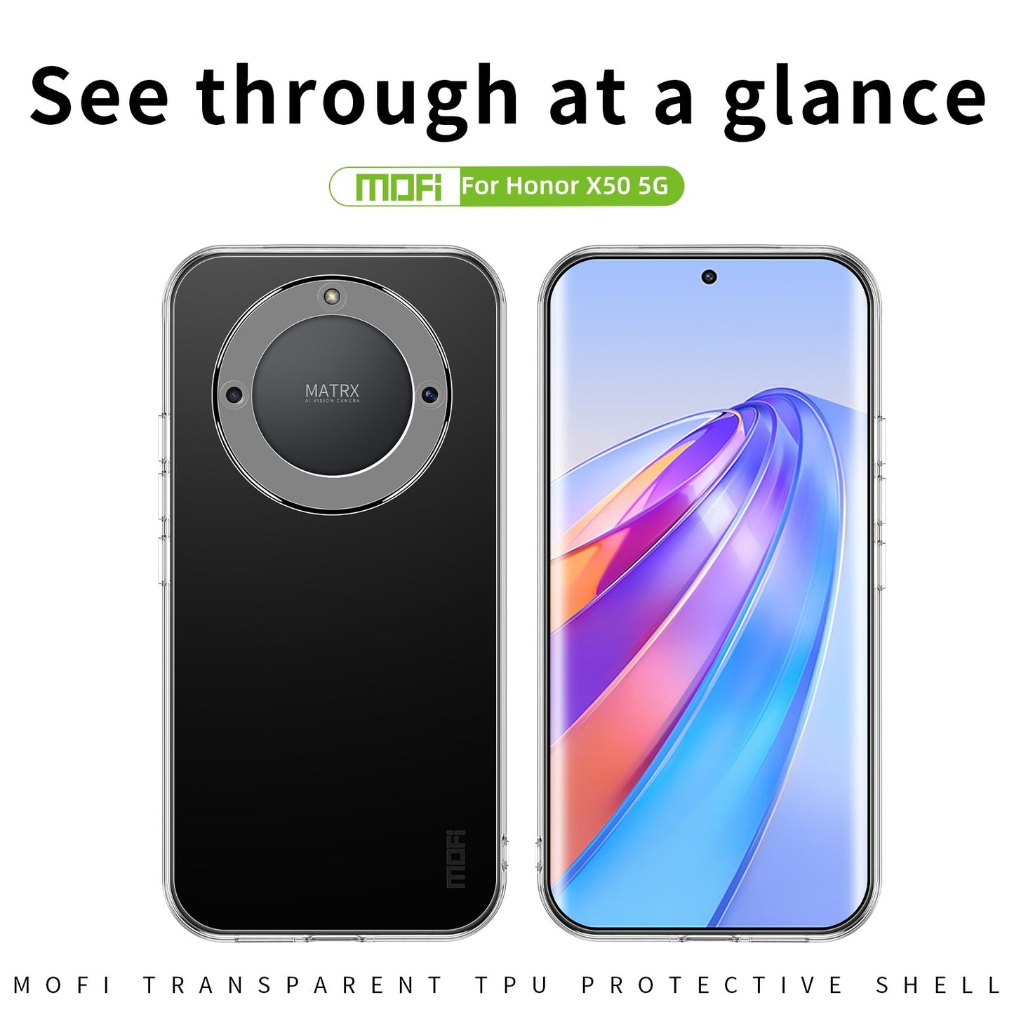 Honor X50 5G Clear TPU Case - Ultra-Thin, Shockproof, Anti-Yellowing Transparent Soft Protective Cover with Precise Cutouts, Scratch Resistance & Lightweight Design