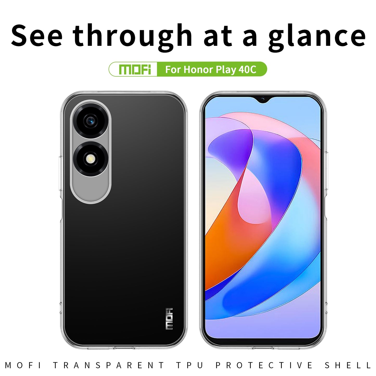 Honor Play 40C Clear TPU Case - Ultra-Thin, Shockproof, Anti-Yellowing Transparent Soft Protective Cover with Precise Cutouts, Scratch Resistance & Lightweight Design