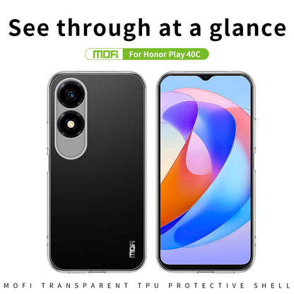Honor Play 40C Clear TPU Case - Ultra-Thin, Shockproof, Anti-Yellowing Transparent Soft Protective Cover with Precise Cutouts, Scratch Resistance & Lightweight Design