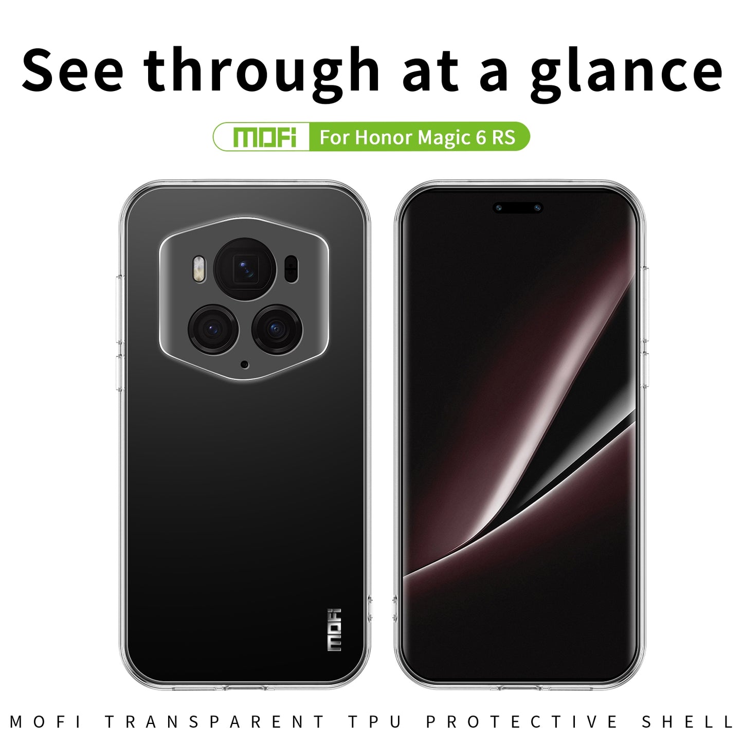 Honor Magic6 RSR Clear TPU Case - Ultra-Thin, Shockproof, Anti-Yellowing Transparent Soft Protective Cover with Precise Cutouts, Scratch Resistance & Lightweight Design