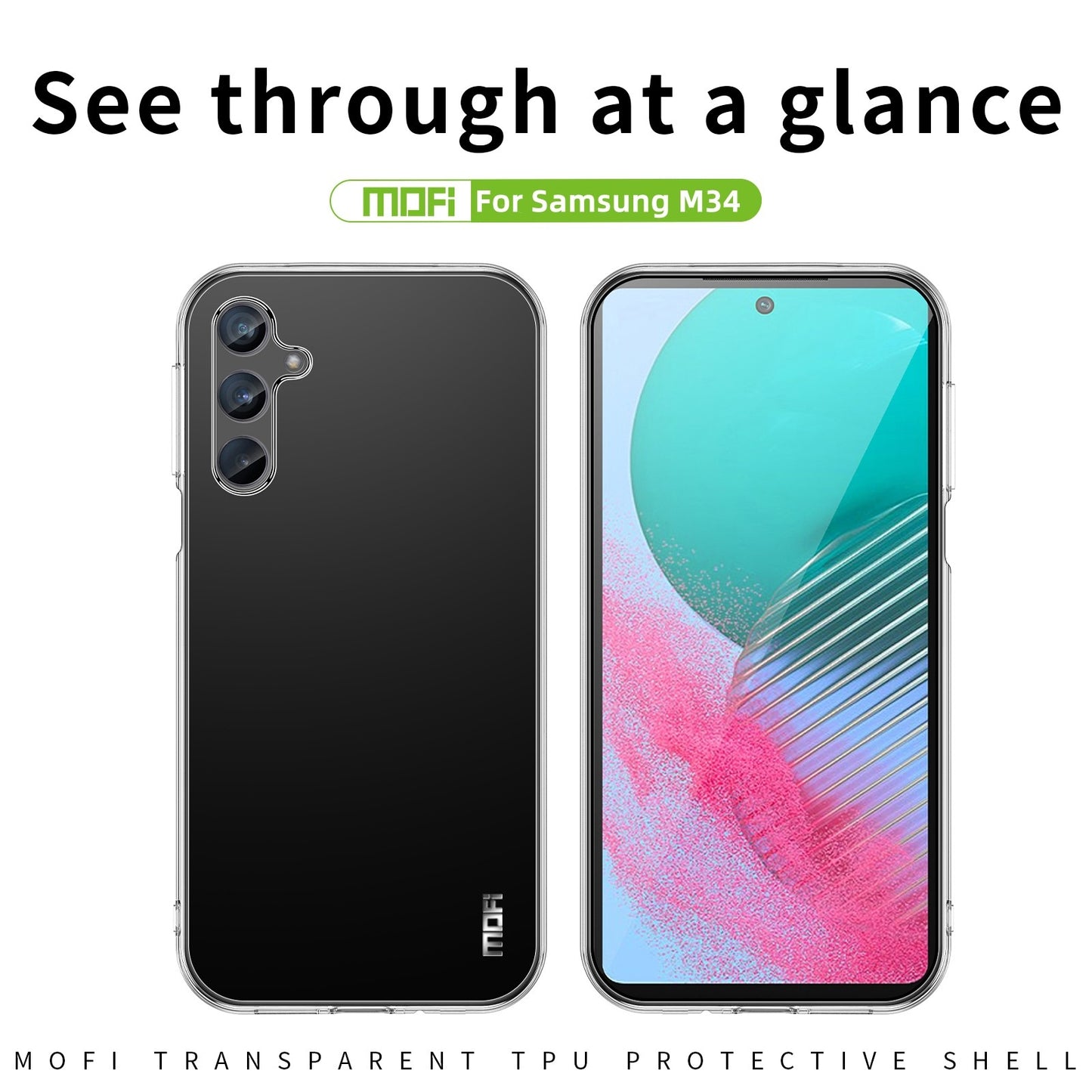 Samsung Galaxy M34 5G Clear TPU Case - Ultra-Thin, Shockproof, Anti-Yellowing Transparent Soft Protective Cover with Precise Cutouts, Scratch Resistance & Lightweight Design