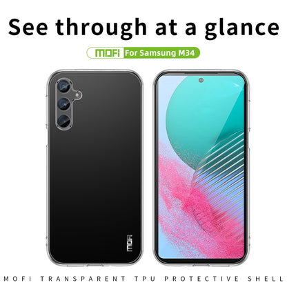 Samsung Galaxy M34 5G Clear TPU Case - Ultra-Thin, Shockproof, Anti-Yellowing Transparent Soft Protective Cover with Precise Cutouts, Scratch Resistance & Lightweight Design