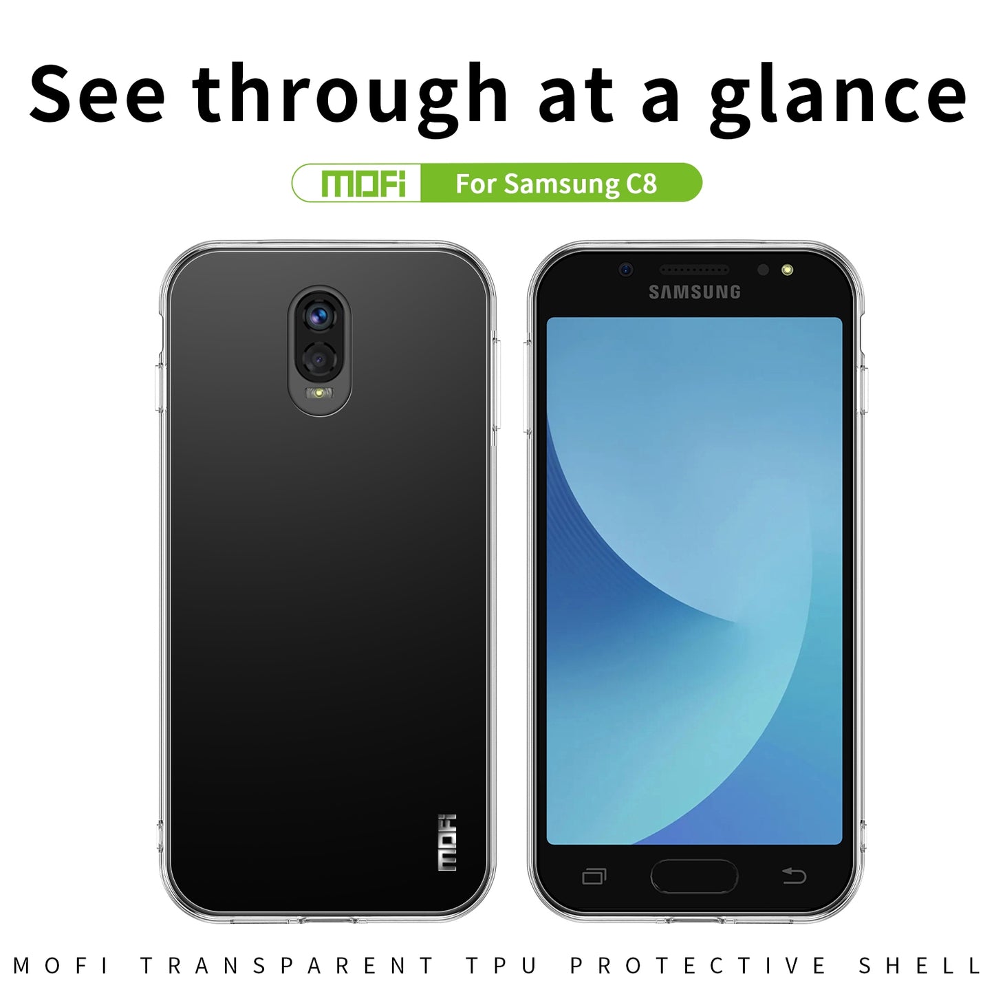 Samsung Galaxy C8 Clear TPU Case - Ultra-Thin, Shockproof, Anti-Yellowing Transparent Soft Protective Cover with Precise Cutouts, Scratch Resistance & Lightweight Design