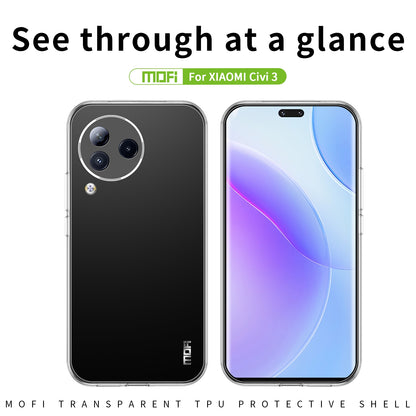 Xiaomi Civi 3 Clear TPU Case - Ultra-Thin, Shockproof, Anti-Yellowing Transparent Soft Protective Cover with Precise Cutouts, Scratch Resistance & Lightweight Design