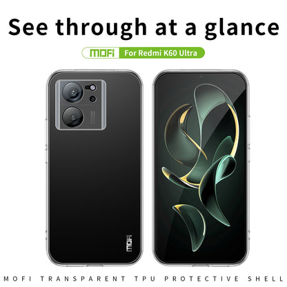 Xiaomi Redmi K60 Ultra Clear TPU Case - Ultra-Thin, Shockproof, Anti-Yellowing Transparent Soft Protective Cover with Precise Cutouts, Scratch Resistance & Lightweight Design