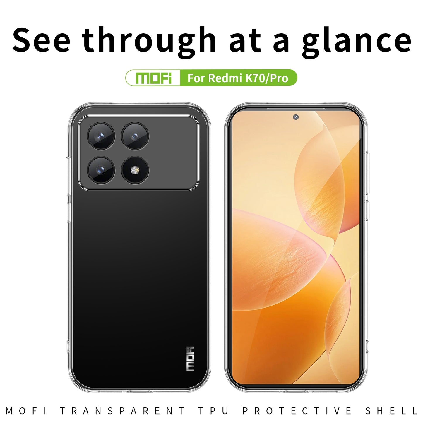 Xiaomi Redmi K70/K70 Pro Clear TPU Case - Ultra-Thin, Shockproof, Anti-Yellowing Transparent Soft Protective Cover with Precise Cutouts, Scratch Resistance & Lightweight Design