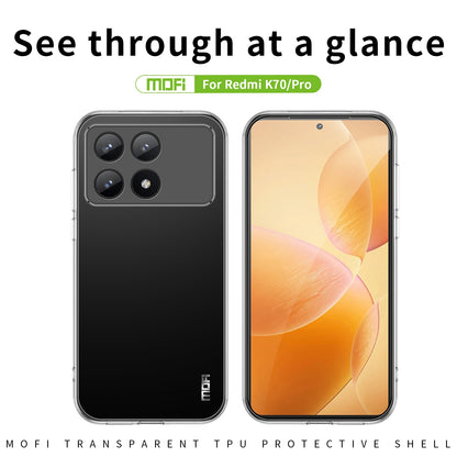 Xiaomi Redmi K70/K70 Pro Clear TPU Case - Ultra-Thin, Shockproof, Anti-Yellowing Transparent Soft Protective Cover with Precise Cutouts, Scratch Resistance & Lightweight Design