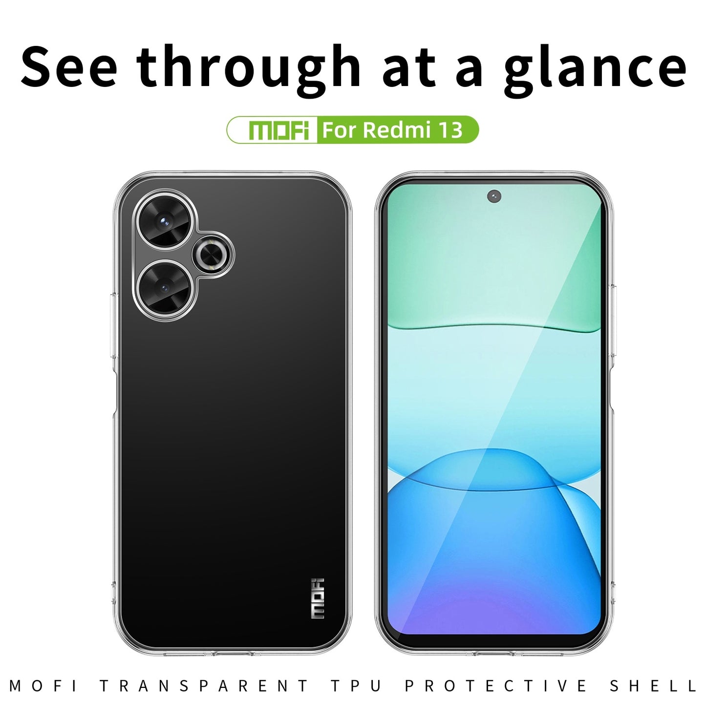 Xiaomi Redmi 13 Clear TPU Case - Ultra-Thin, Shockproof, Anti-Yellowing Transparent Soft Protective Cover with Precise Cutouts, Scratch Resistance & Lightweight Design