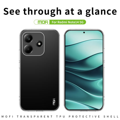 Xiaomi Redmi Note 14 5G Clear TPU Case - Ultra-Thin, Shockproof, Anti-Yellowing Transparent Soft Protective Cover with Precise Cutouts, Scratch Resistance & Lightweight Design