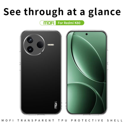 Xiaomi Redmi K80 Clear TPU Case - Ultra-Thin, Shockproof, Anti-Yellowing Transparent Soft Protective Cover with Precise Cutouts, Scratch Resistance & Lightweight Design