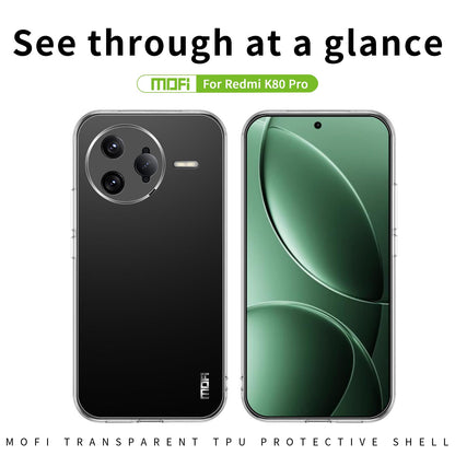 Xiaomi Redmi K80 Pro Clear TPU Case - Ultra-Thin, Shockproof, Anti-Yellowing Transparent Soft Protective Cover with Precise Cutouts, Scratch Resistance & Lightweight Design