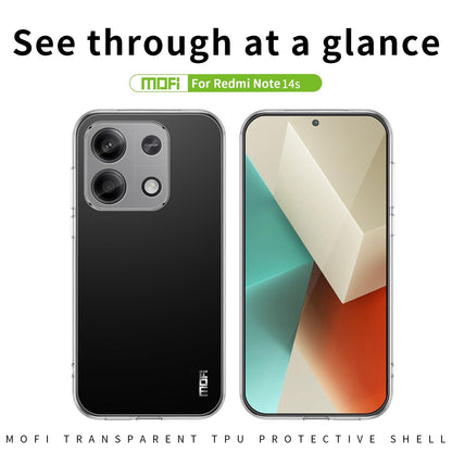 Xiaomi Redmi Note 14s Clear TPU Case - Ultra-Thin, Shockproof, Anti-Yellowing Transparent Soft Protective Cover with Precise Cutouts, Scratch Resistance & Lightweight Design