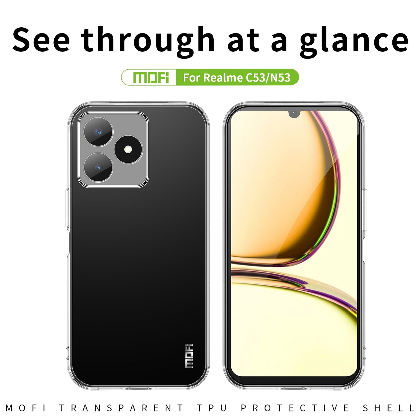 Realme C53 Clear TPU Case - Ultra-Thin, Shockproof, Anti-Yellowing Transparent Soft Protective Cover with Precise Cutouts, Scratch Resistance & Lightweight Design